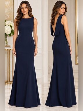 NWT DESSY COLLECTION Draped Backless Crepe Dress -  SIZE 8